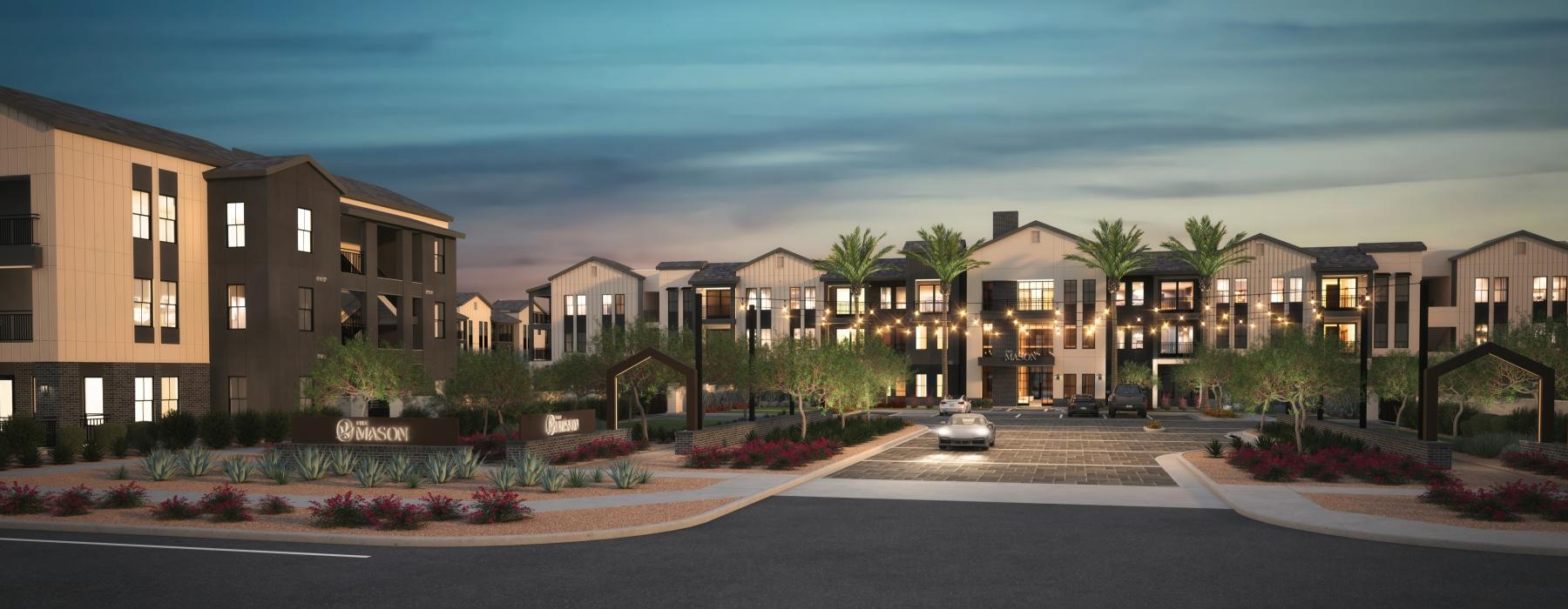 a street with buildings on the side