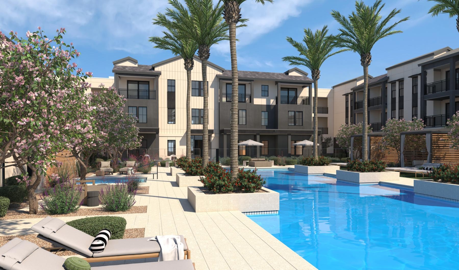 Find your perfect fit at The Mason a swimming pool in front of a building