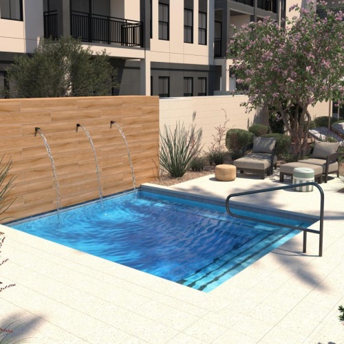 a swimming pool in a backyard