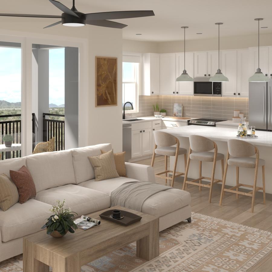 Settle into comfort at The Mason a living room with a white couch