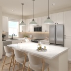 a kitchen with a table and chairs